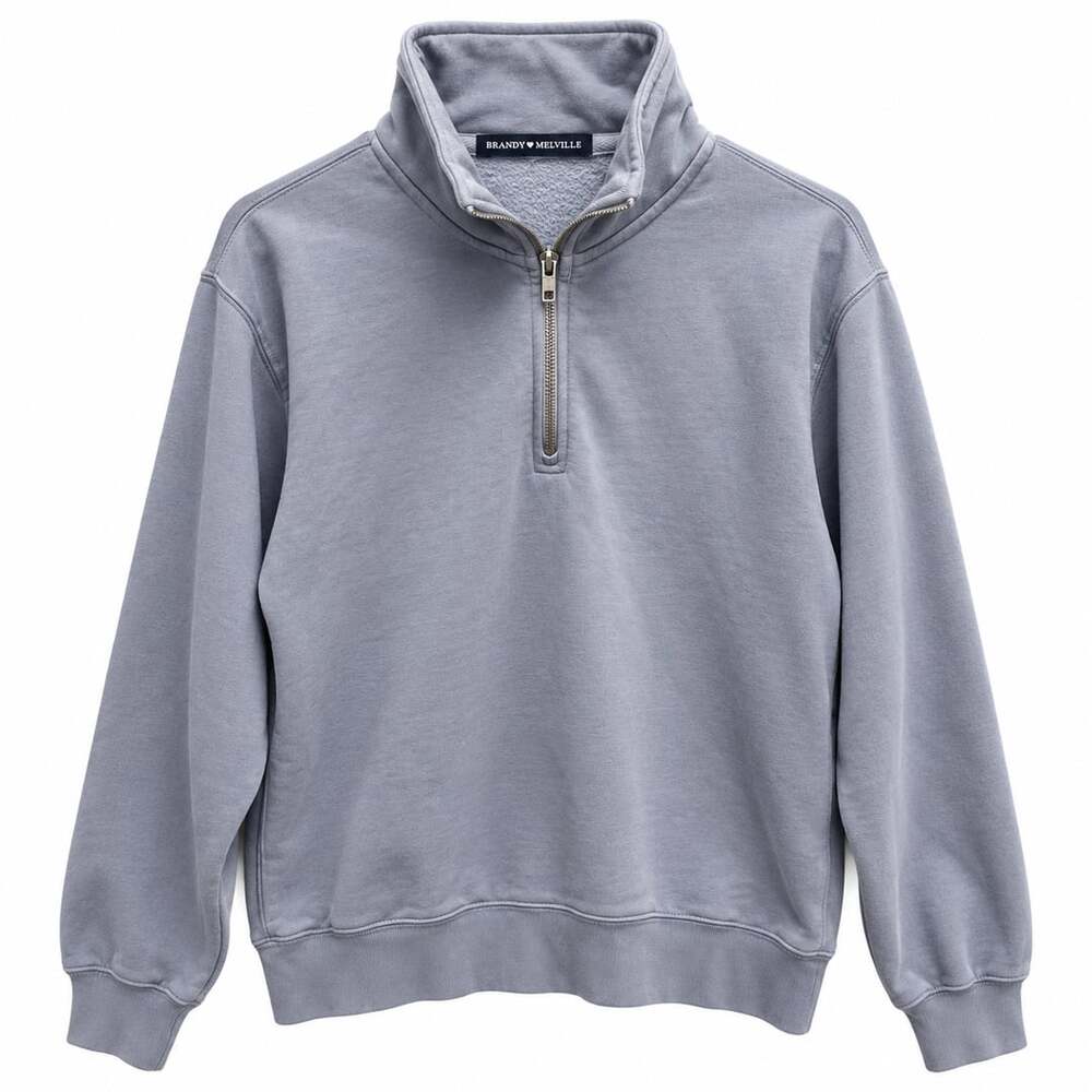 Brandy Melville Gray Quarter Zip Oversized Sweatshirt Pullover